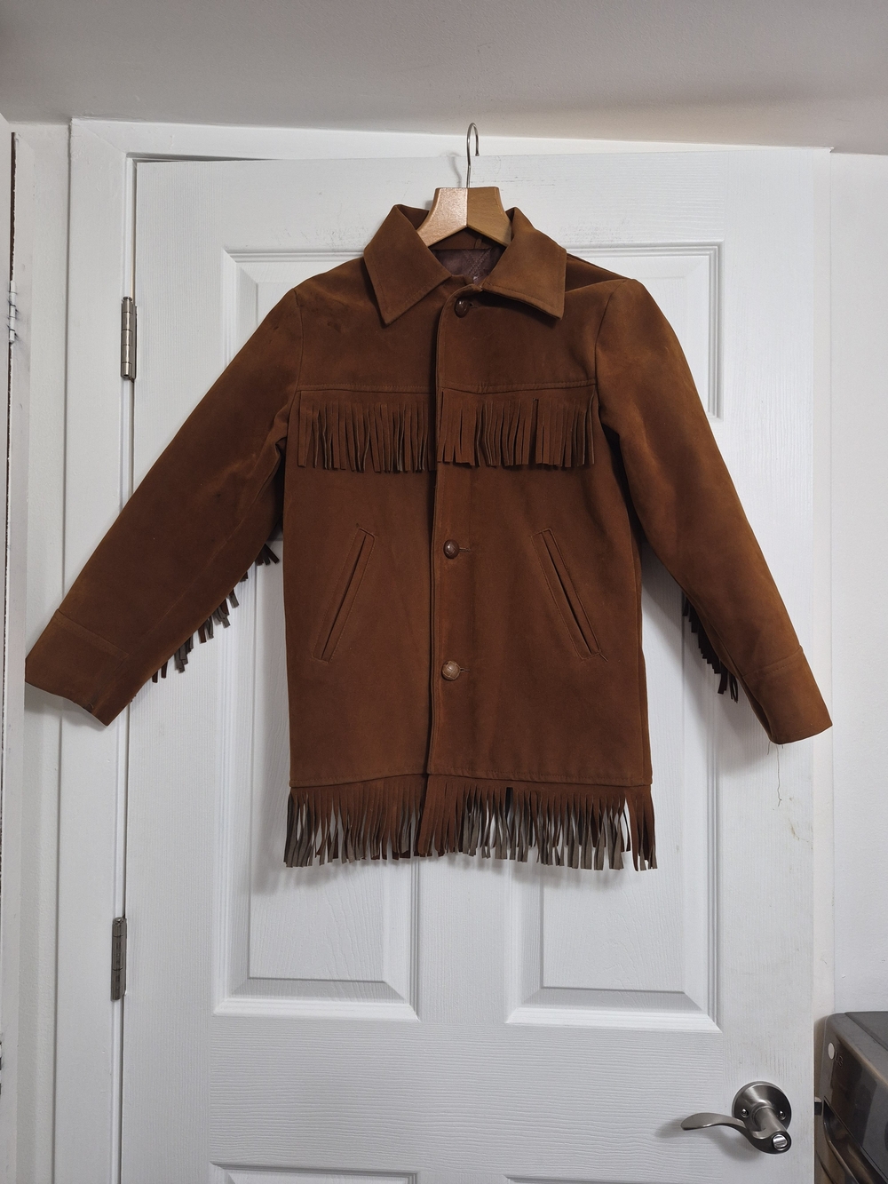 Women's Brown Fake-Suede Fringe Jacket